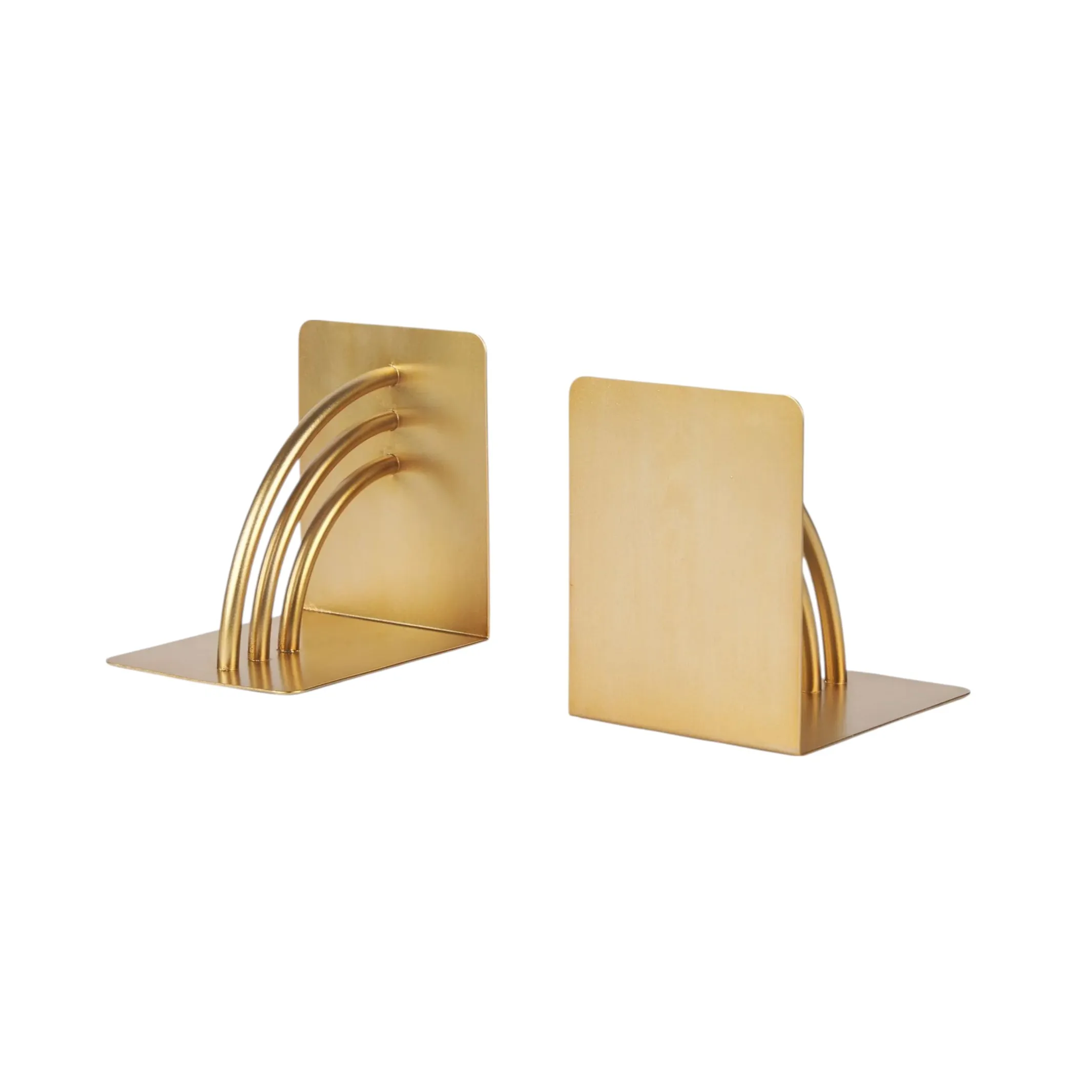 Gold Metal Geo Arch Decorative Bookends Set - Image 2