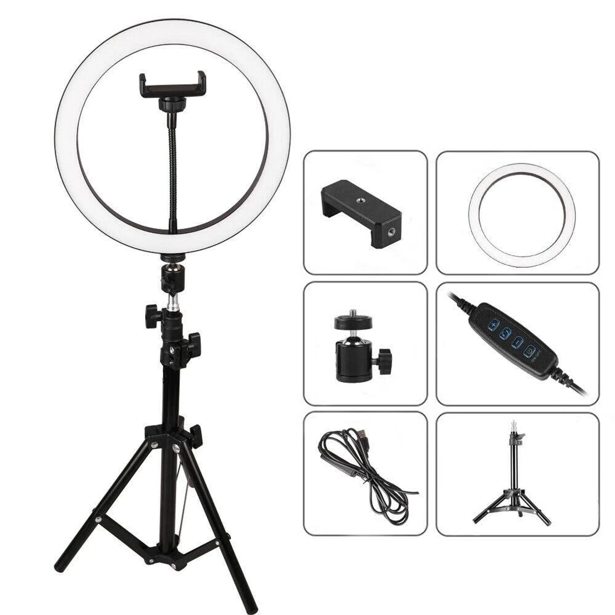 10" LED Selfie Ring Light with Tripod Phone Holder for Video & Makeup - Image 4