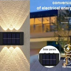 Solar Outdoor Wall Lights Waterproof LED Up Down Lighting 2 Pack - Image 3