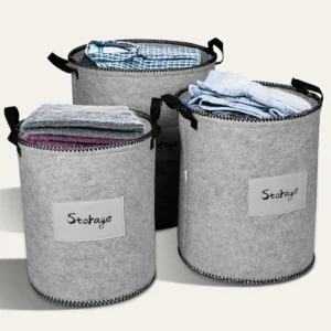 Felt Gray Laundry Hamper and Storage Bin