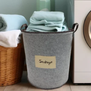 Alternative view of Felt Gray Laundry Hamper and Storage Bin