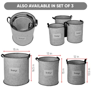 Felt Gray Laundry Hamper and Storage Bin - Image 3