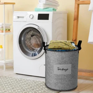 Felt Gray Laundry Hamper and Storage Bin - Image 4