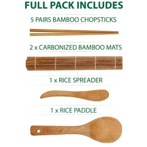 Bamboo Sushi Making Kit with Rolling Mats and Reusable Chopsticks - Image 3