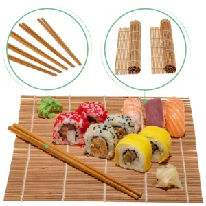 Bamboo Sushi Making Kit with Rolling Mats and Reusable Chopsticks - Image 5