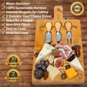 Alternative view of Bamboo Cheese Board and Knife Set Charcuterie Serving Tray
