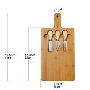 Bamboo Cheese Board and Knife Set Charcuterie Serving Tray - Image 3