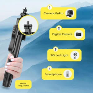 Alternative view of Phone Tripod 62" Selfie Stick for iPhone with Remote and 3W LED Light