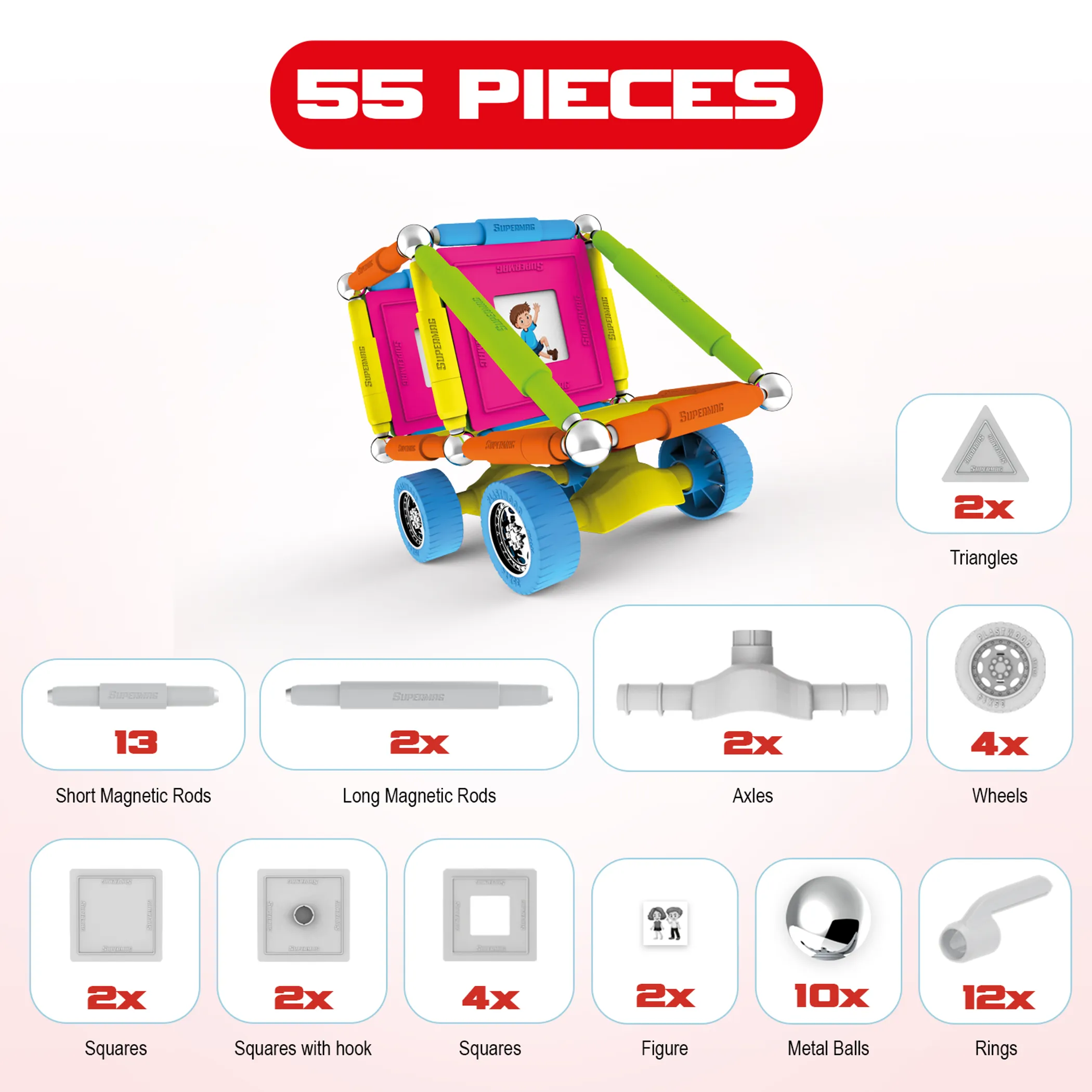 Magnetic Building Set 55 Pieces - Image 5