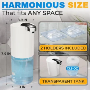Alternative view of Automatic Soap Dispenser Touchless 13.5 Oz Automatic Hand Soap Dispenser 4 Level Adjustable Foaming Rechargeable & Long Lasting Good for Kitchen Bathr