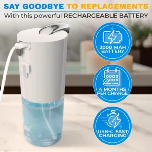 Automatic Soap Dispenser Touchless 13.5 Oz Automatic Hand Soap Dispenser 4 Level Adjustable Foaming Rechargeable & Long Lasting Good for Kitchen Bathr - Image 3
