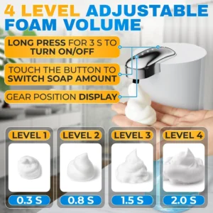 Automatic Soap Dispenser Touchless 13.5 Oz Automatic Hand Soap Dispenser 4 Level Adjustable Foaming Rechargeable & Long Lasting Good for Kitchen Bathr - Image 4