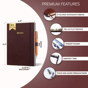 Alternative view of 2025 2026 HARDCOVER Leather Planner Weekly & Monthly 6.5 x 8.5 Inch Academic Planner Business Personal or Student Pen Holder Thick Paper July 2025 Jun