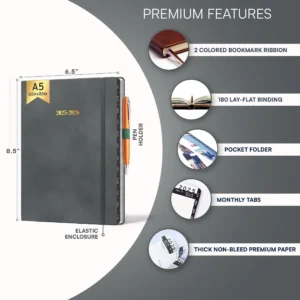 Alternative view of 2025 2026 HARDCOVER Leather Planner Weekly & Monthly 6.5 x 8.5 Inch Academic Planner Business Personal or Student Pen Holder Thick Paper July 2025 Jun