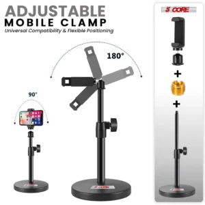 Desk Mic Stand Adjustable 3 in 1 with Phone Holder - Image 5