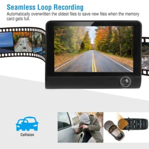1296P Car DVR Dash Camera with Front Rear and Interior Recording - Image 4