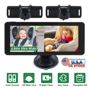 1080P Baby Car Camera Dual Channel Monitor with Split Screen - Image 5