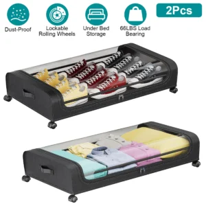 Alternative view of 2Packs Under Bed Storage Containers Rolling Clothing Organizer