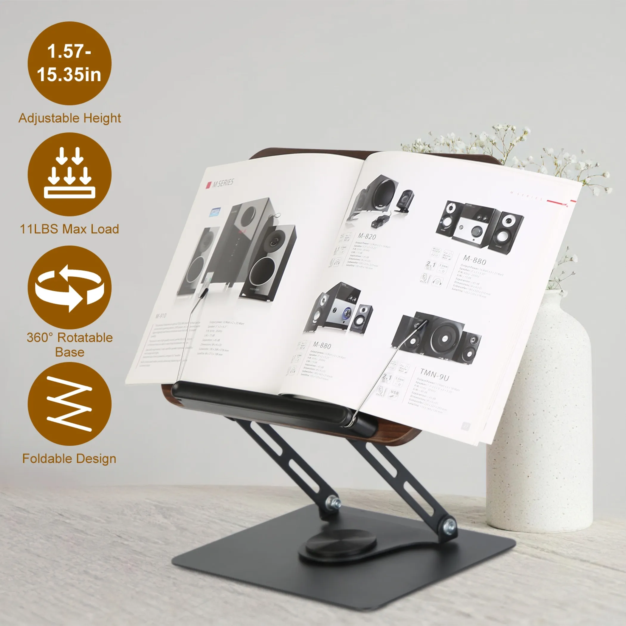 Adjustable Wooden Book Stand Foldable Reading Holder - Image 3