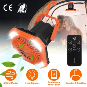Alternative view of Portable Camping Lantern Fan LED Light USB Rechargeable
