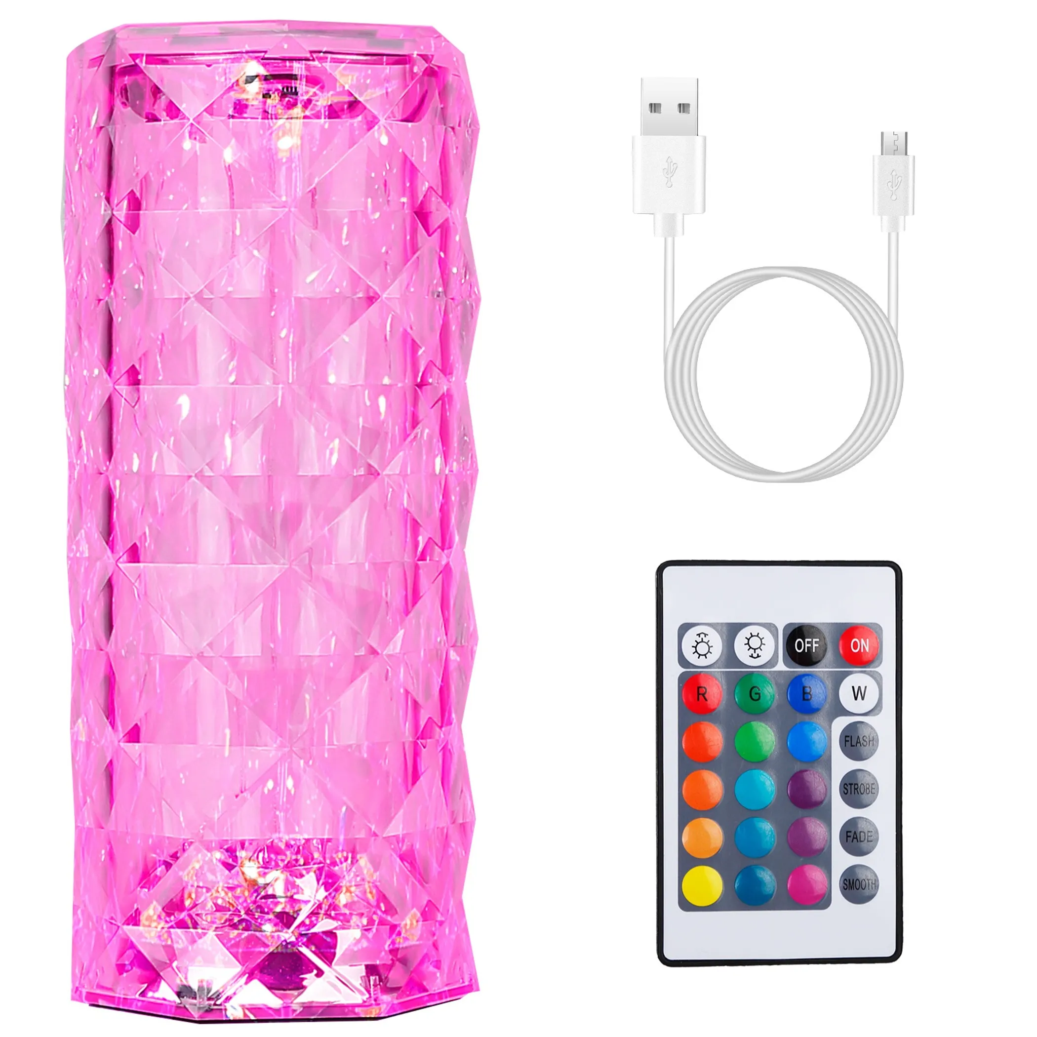 Crystal Diamond Rose Table Lamp LED Dimmable Night Light with Remote