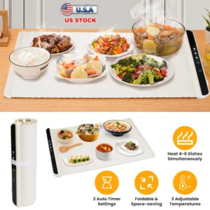 Electric Food Warming Tray, Roll Up Heated Mat for Keeping Meals Warm - Image 4