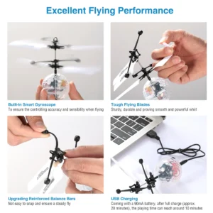 RC Flying Ball Infrared Induction Drone Toy with LED Lights - Image 5