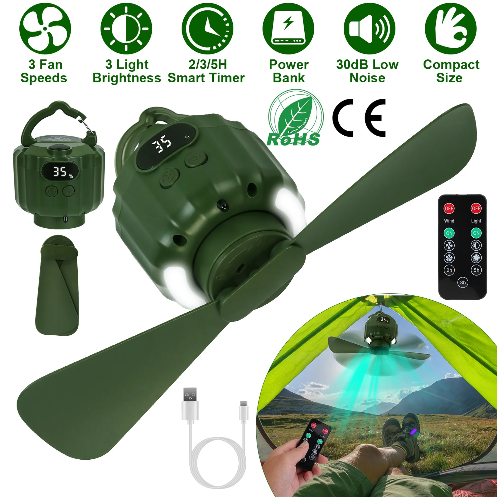 Portable Camping Ceiling LED Fan - Image 4