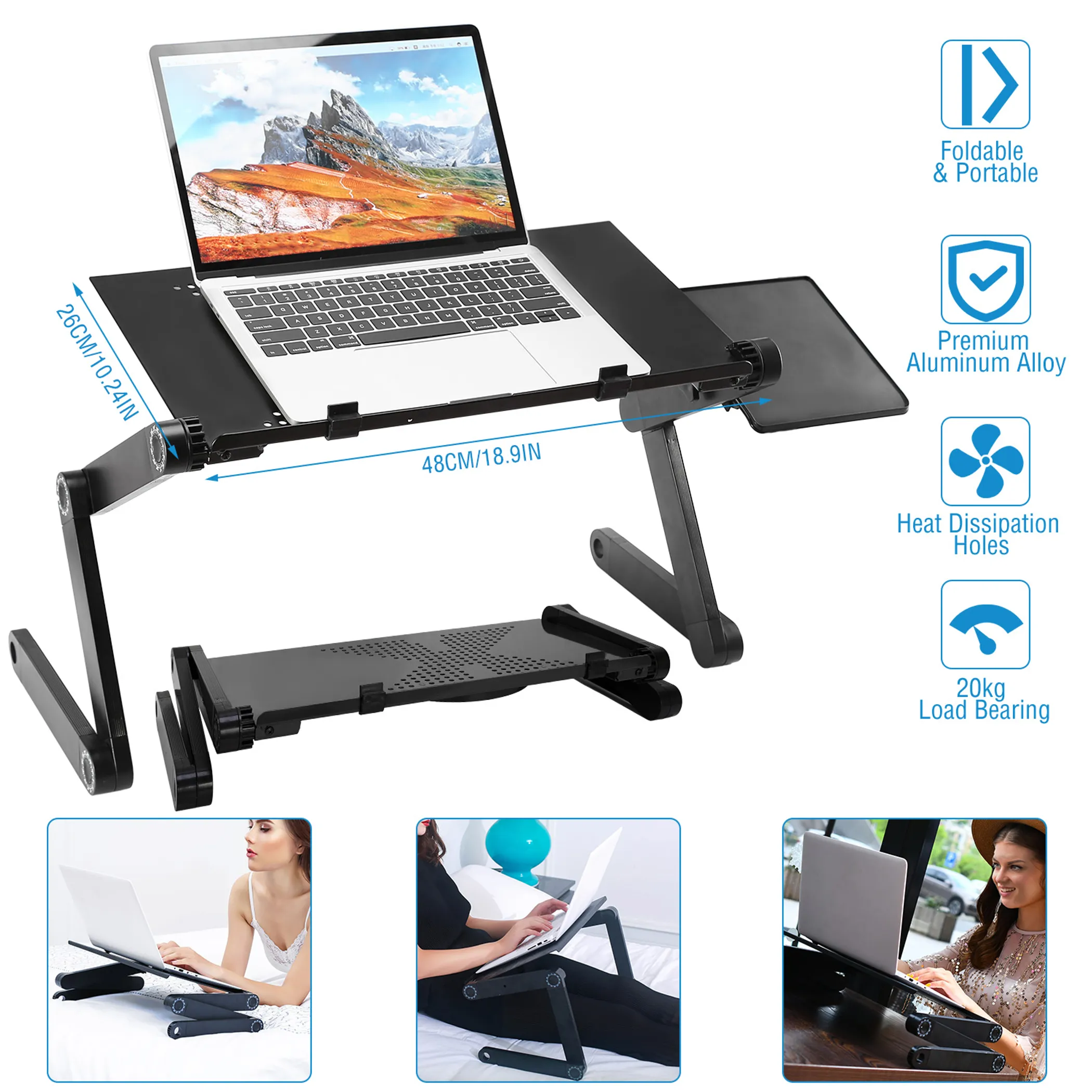 Foldable Laptop Table Bed Desk - Image 2