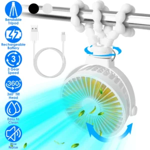 Alternative view of Portable Baby Stroller Fan Rechargeable Handheld Fan