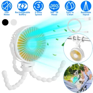 Portable Baby Stroller Fan Rechargeable Handheld Fan - Image 4