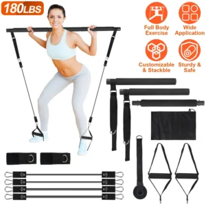 Alternative view of Pilates Bar Kit with Resistance Bands for Home Workout