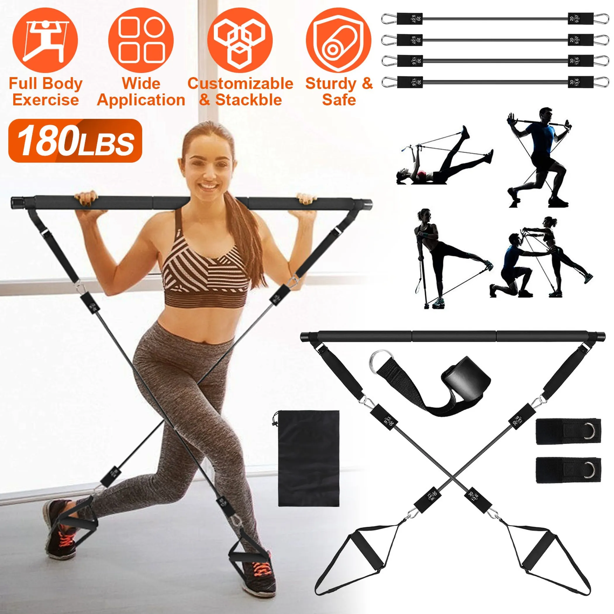 Pilates Bar Kit with Resistance Bands for Home Workout - Image 4