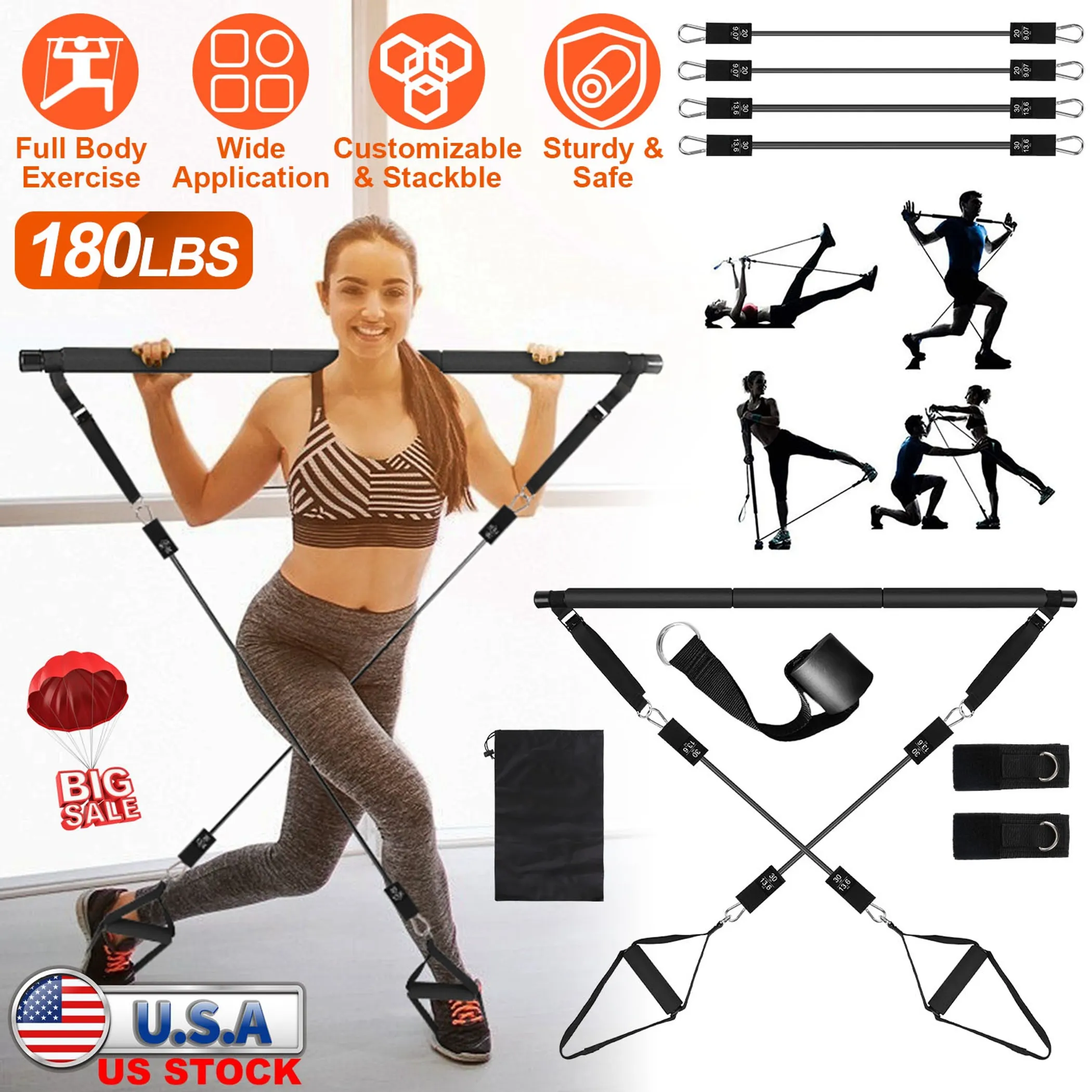 Pilates Bar Kit with Resistance Bands for Home Workout - Image 5