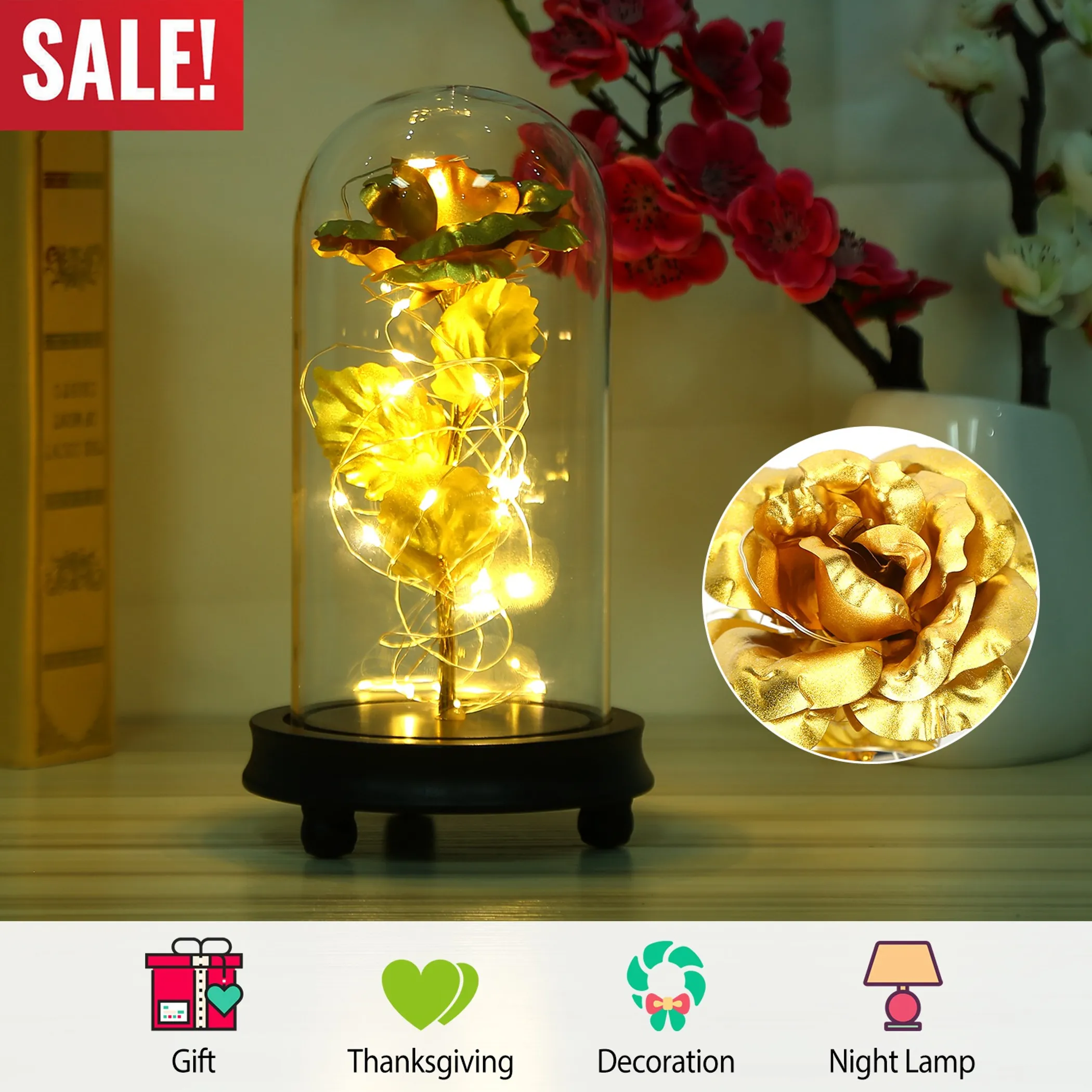 Rose LED String Light Forever Rose Lamp Gift - Image 2