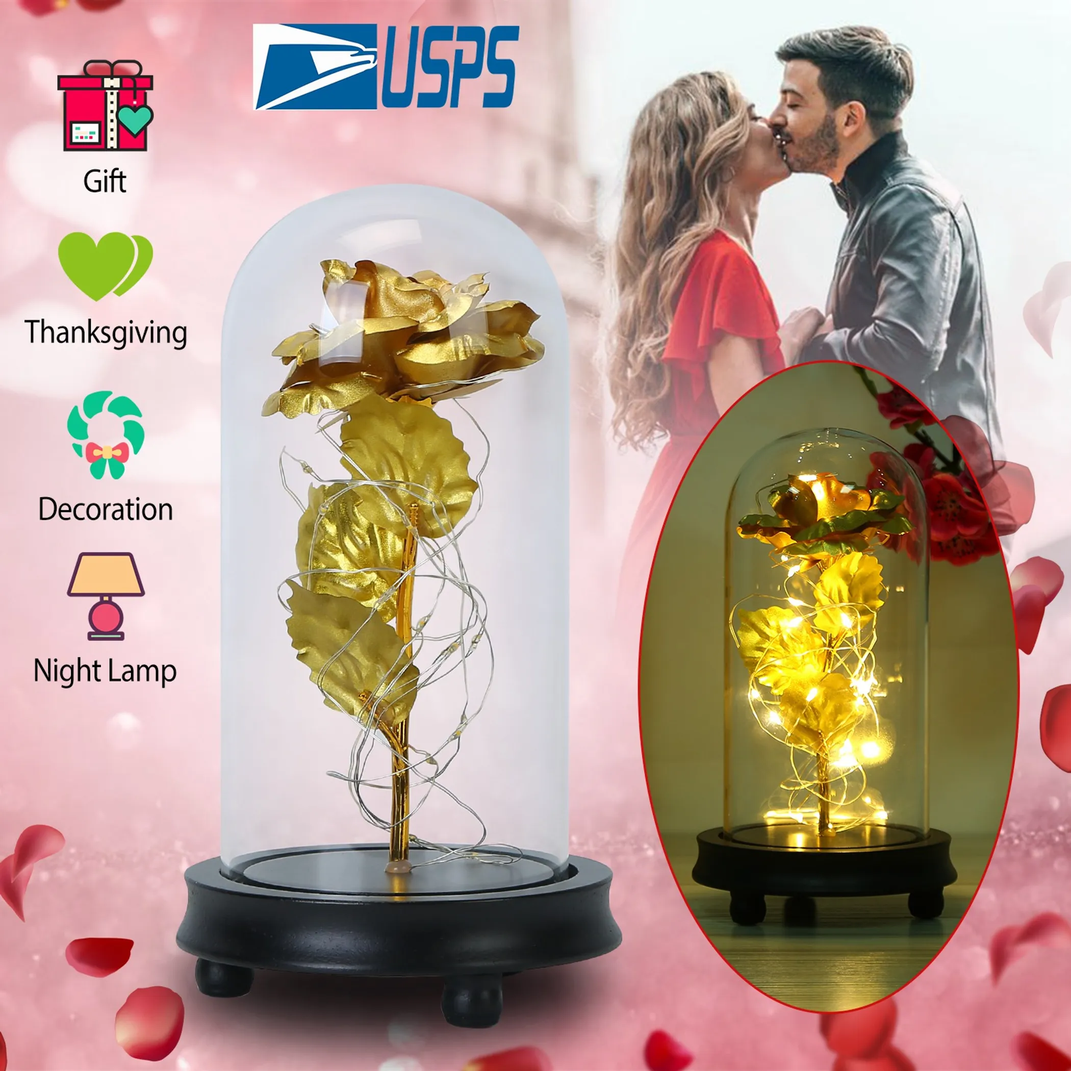 Rose LED String Light Forever Rose Lamp Gift - Image 4