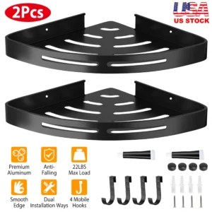 Alternative view of 2Pcs Corner Shower Caddy Shelf Adhesive Bathroom