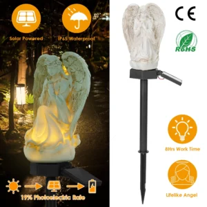 Alternative view of Solar Praying Angel Statue Garden Light