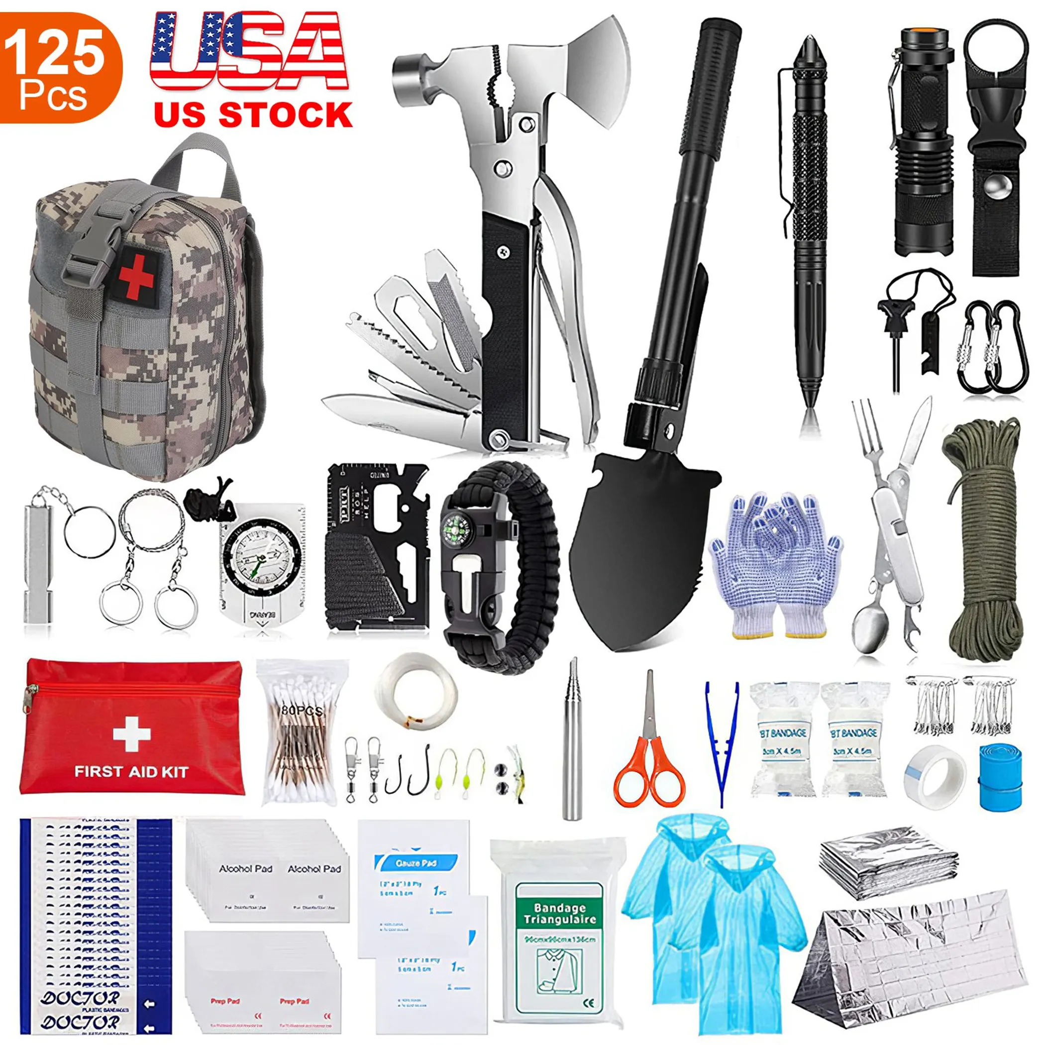 125 Piece Survival Kit Emergency Gear for Outdoor Adventures - Image 3