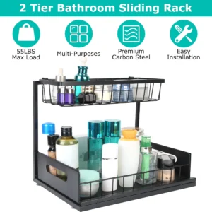 Alternative view of 2 Tier Under Sink Organizers Pull Out Under Cabinet Basket