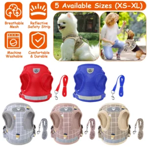 Alternative view of Dog Harness and Leash Set Breathable Mesh Adjustable Reflective