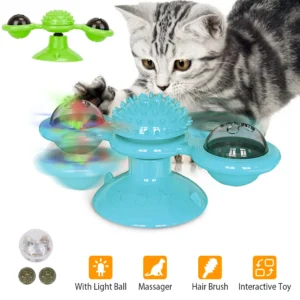 Interactive Cat Toy Windmill Turntable with Catnip Ball - Image 3