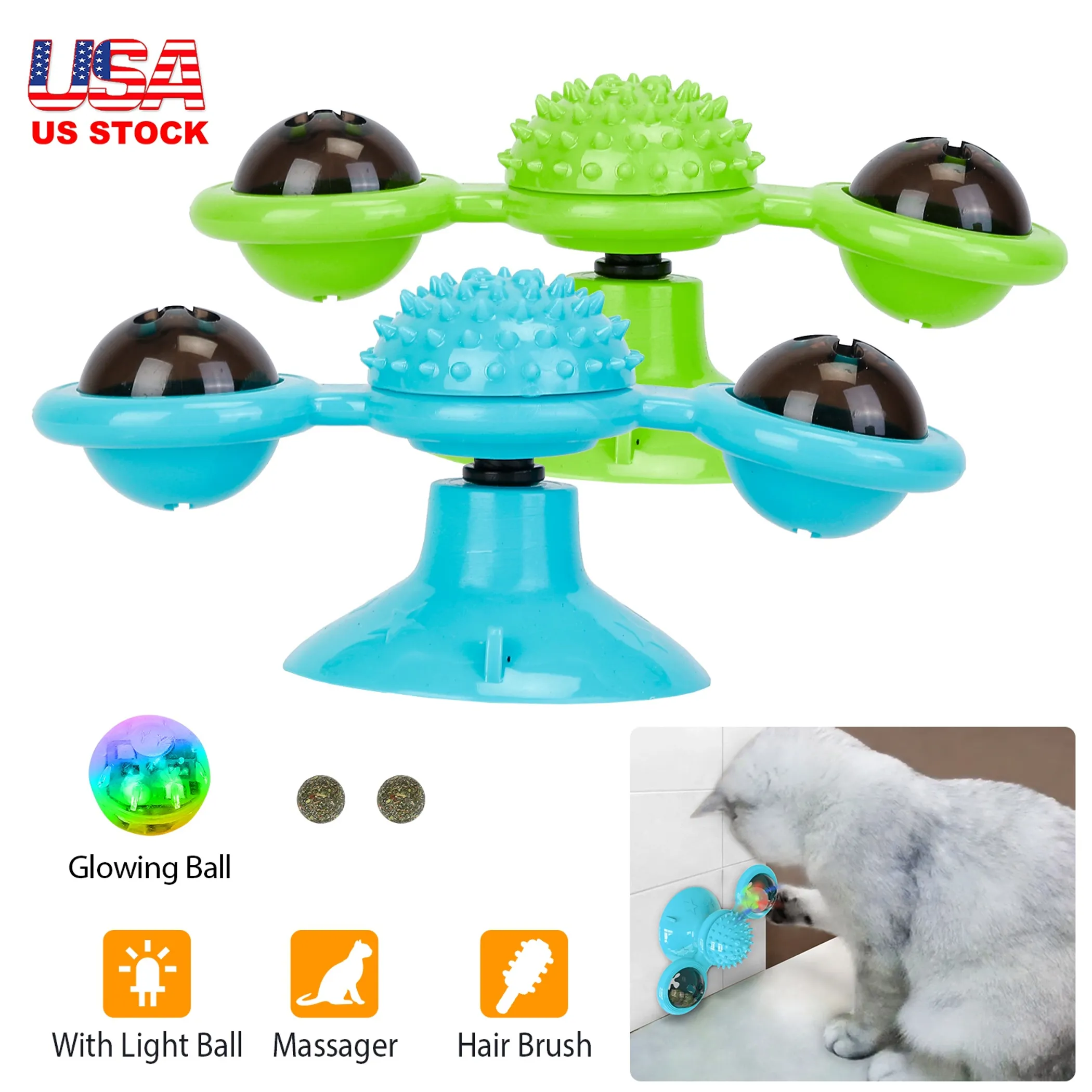 Interactive Cat Toy Windmill Turntable with Catnip Ball - Image 4