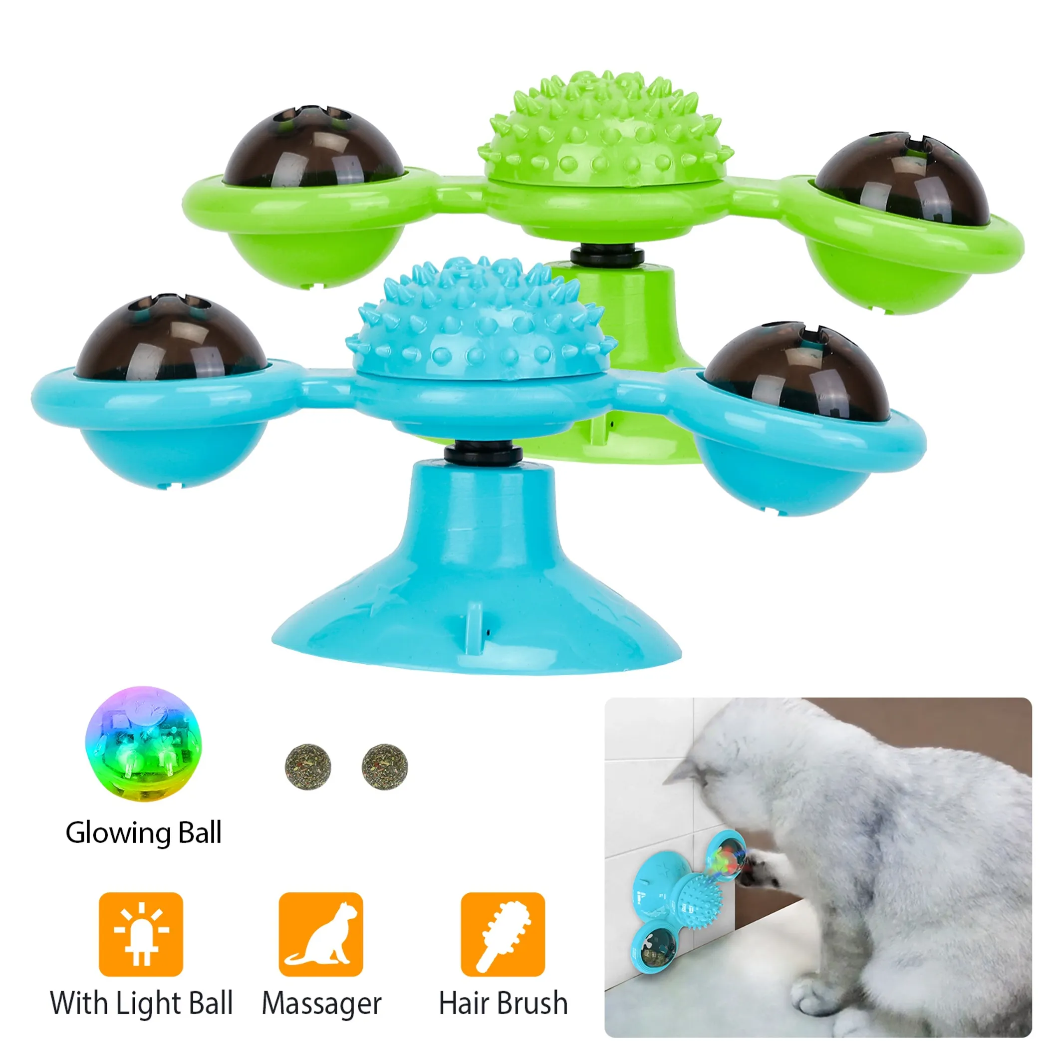 Interactive Cat Toy Windmill Turntable with Catnip Ball - Image 5