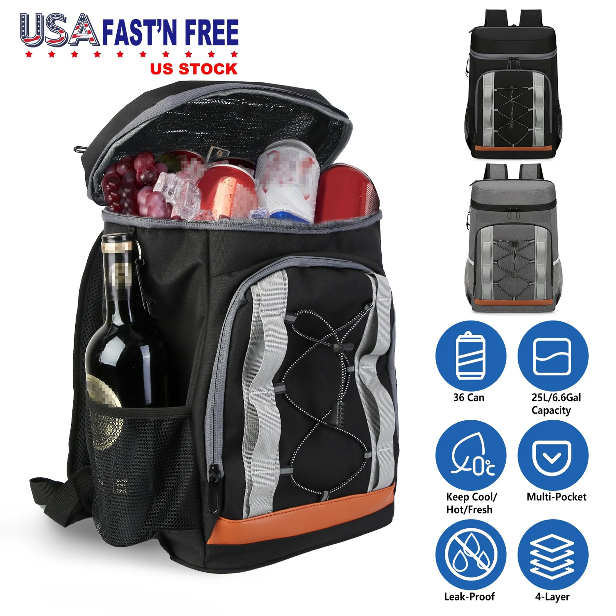Cooler Backpack 36 Can Leakproof Insulated Cooler Backpack - Image 5