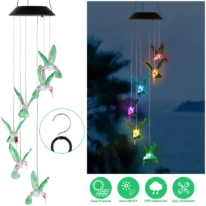 LED Solar Hummingbird Wind Chime Solar String Lights - Image 3