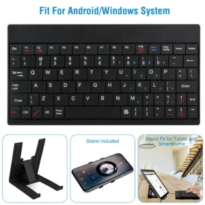 Alternative view of 80 Keys Wired Keyboard with Stand for Tablet Portable