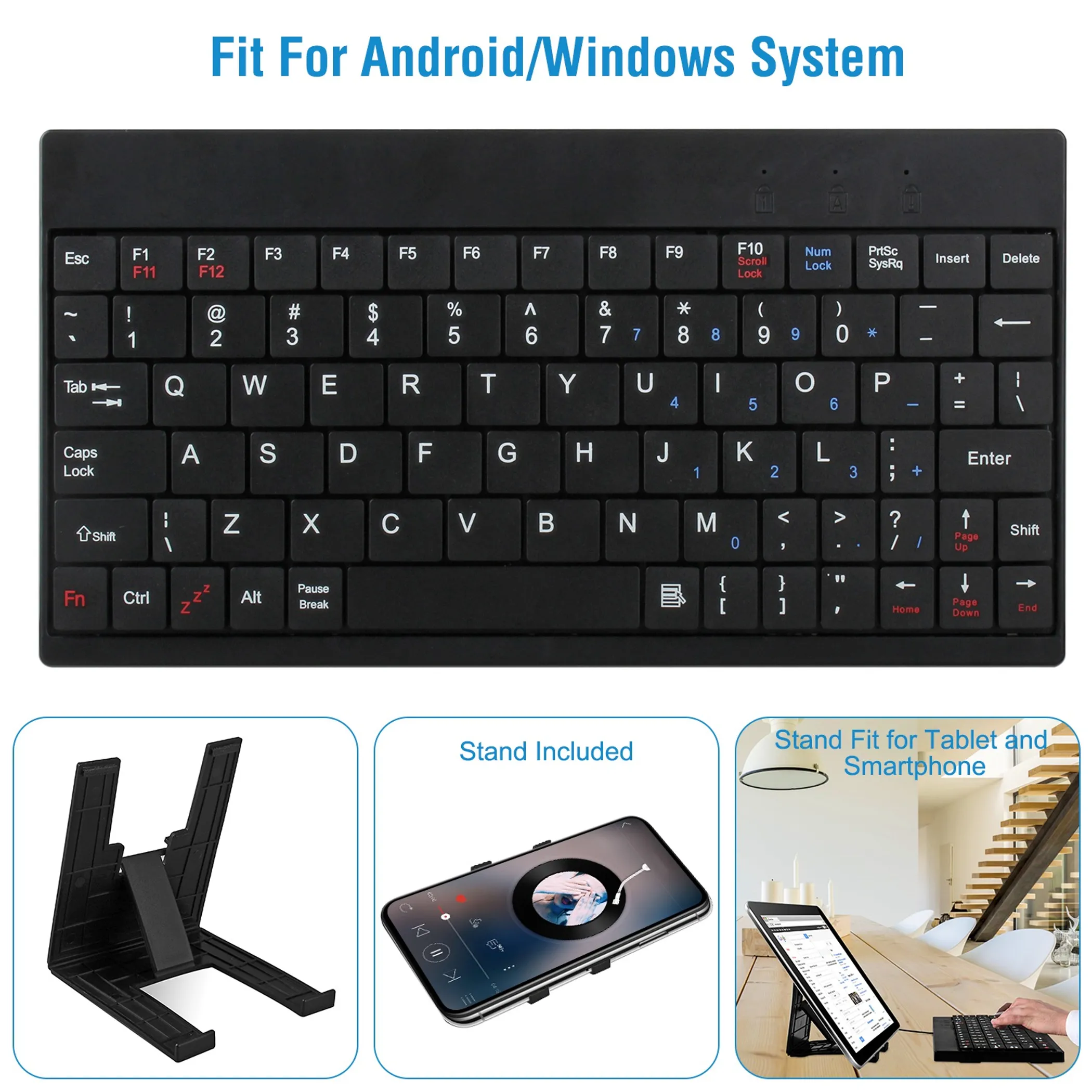 80 Keys Wired Keyboard with Stand for Tablet Portable - Image 2