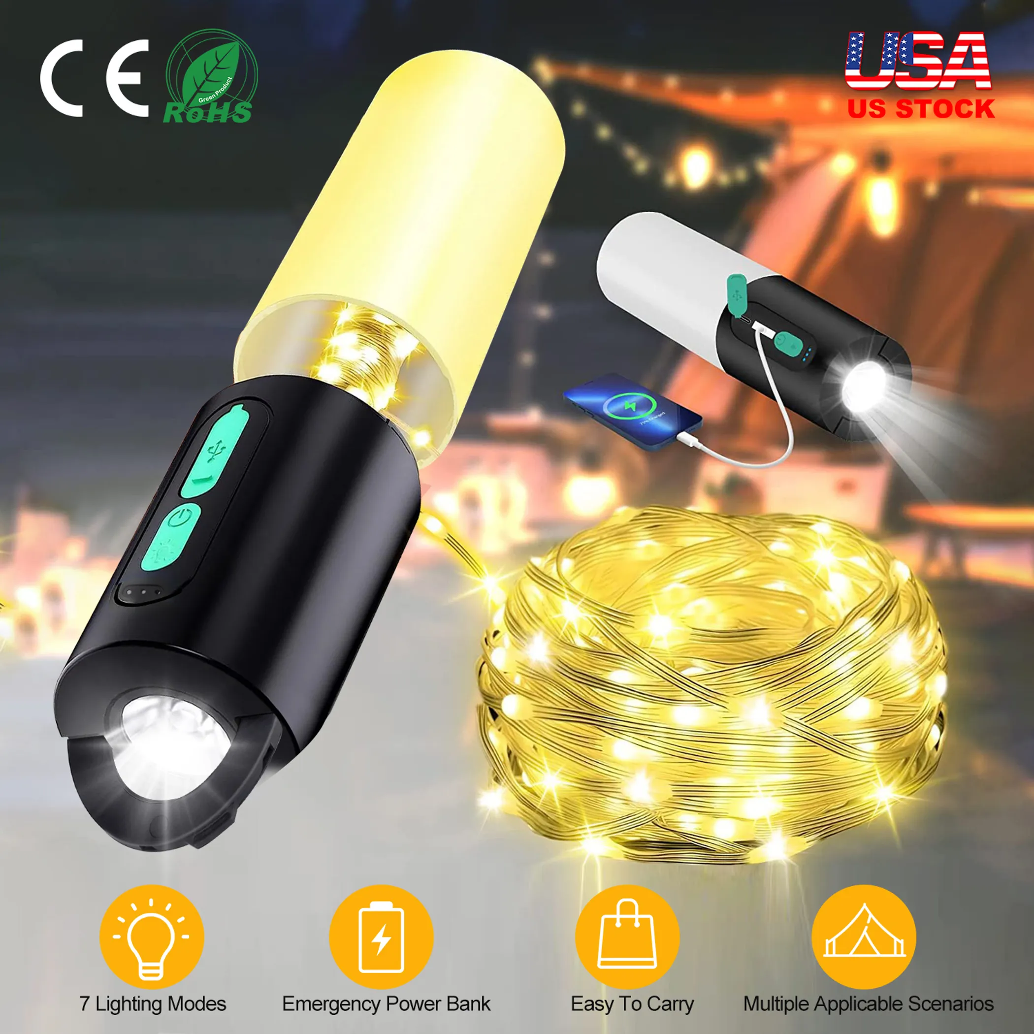 Rechargeable Camping String Light Lantern - Image 3