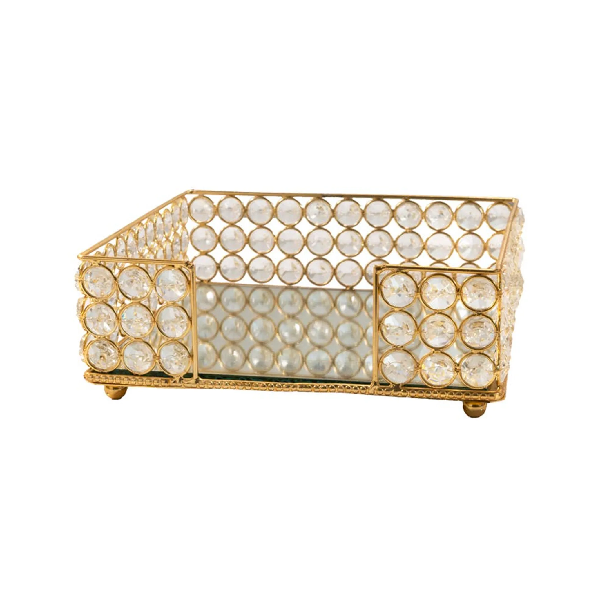 Servilleta Gold Crystal Square Napkin Holder